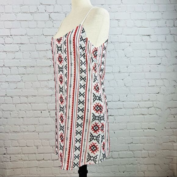 Sam Edelman Embroidered Cross-stitch Slip Dress Red/Black/White Sequin - Picture 5 of 11